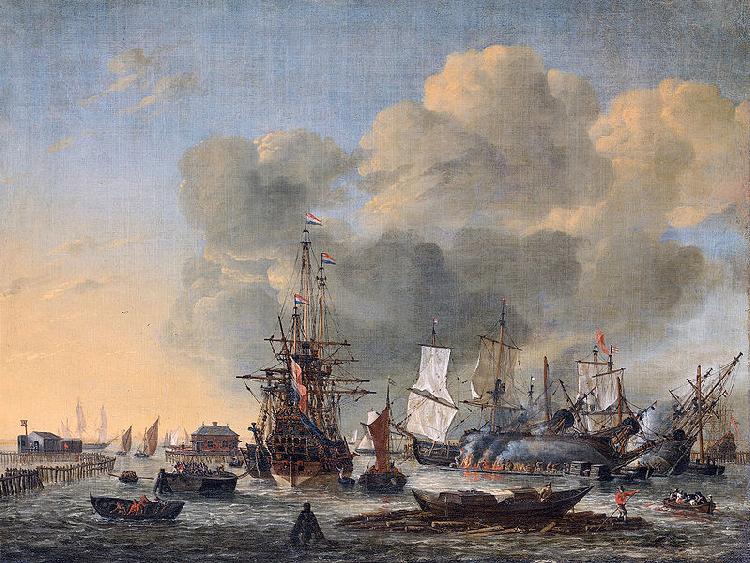 Reinier Nooms Caulking ships at the Bothuisje on the Y at Amsterdam France oil painting art